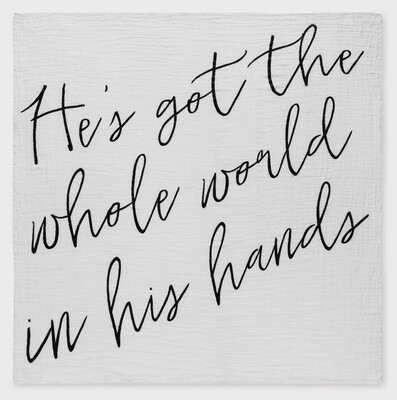 Organic swaddle blanket-He’s got the whole world-47X47