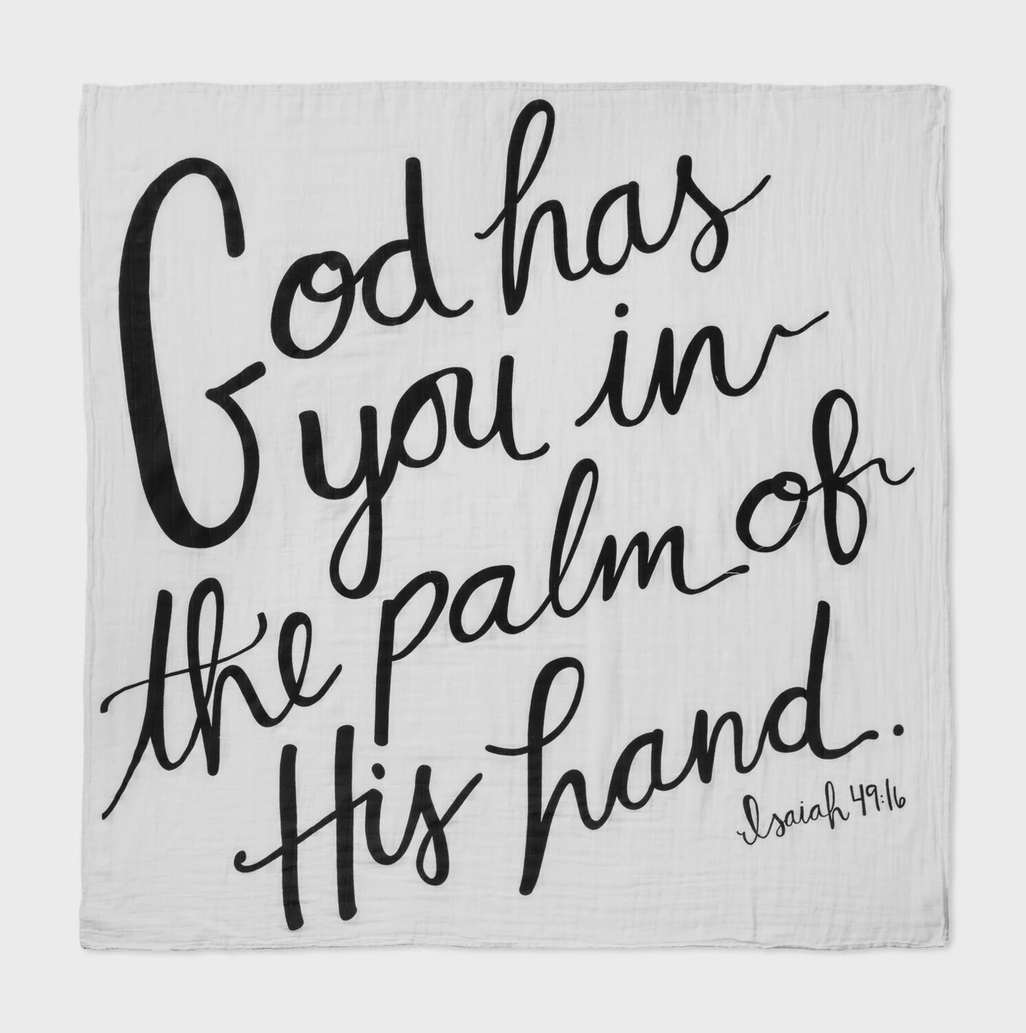Organic swaddle blanket-Isaiah 49:16/47X47