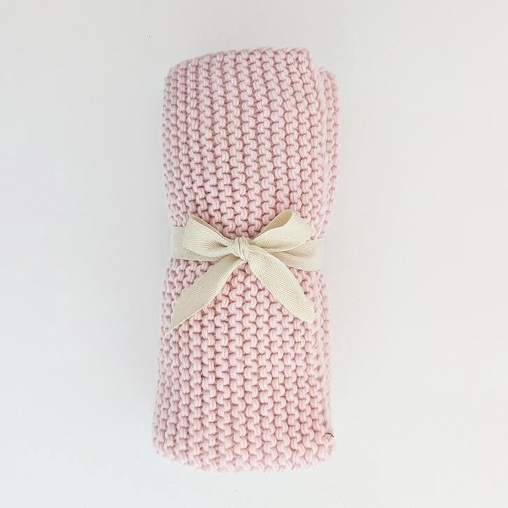 Blush Garter Stitch Knit Blanket