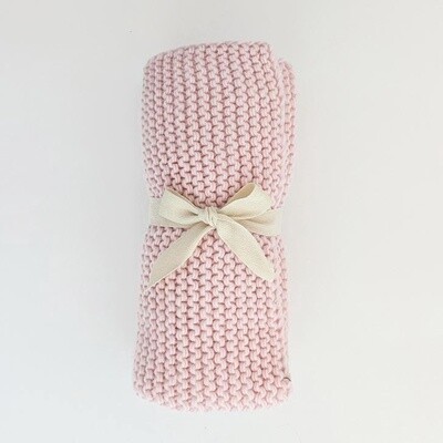 Blush Garter Stitch Knit Blanket