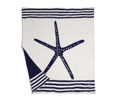 ComfyLuxe cozy blanket-Navy-Starfish-50X60
