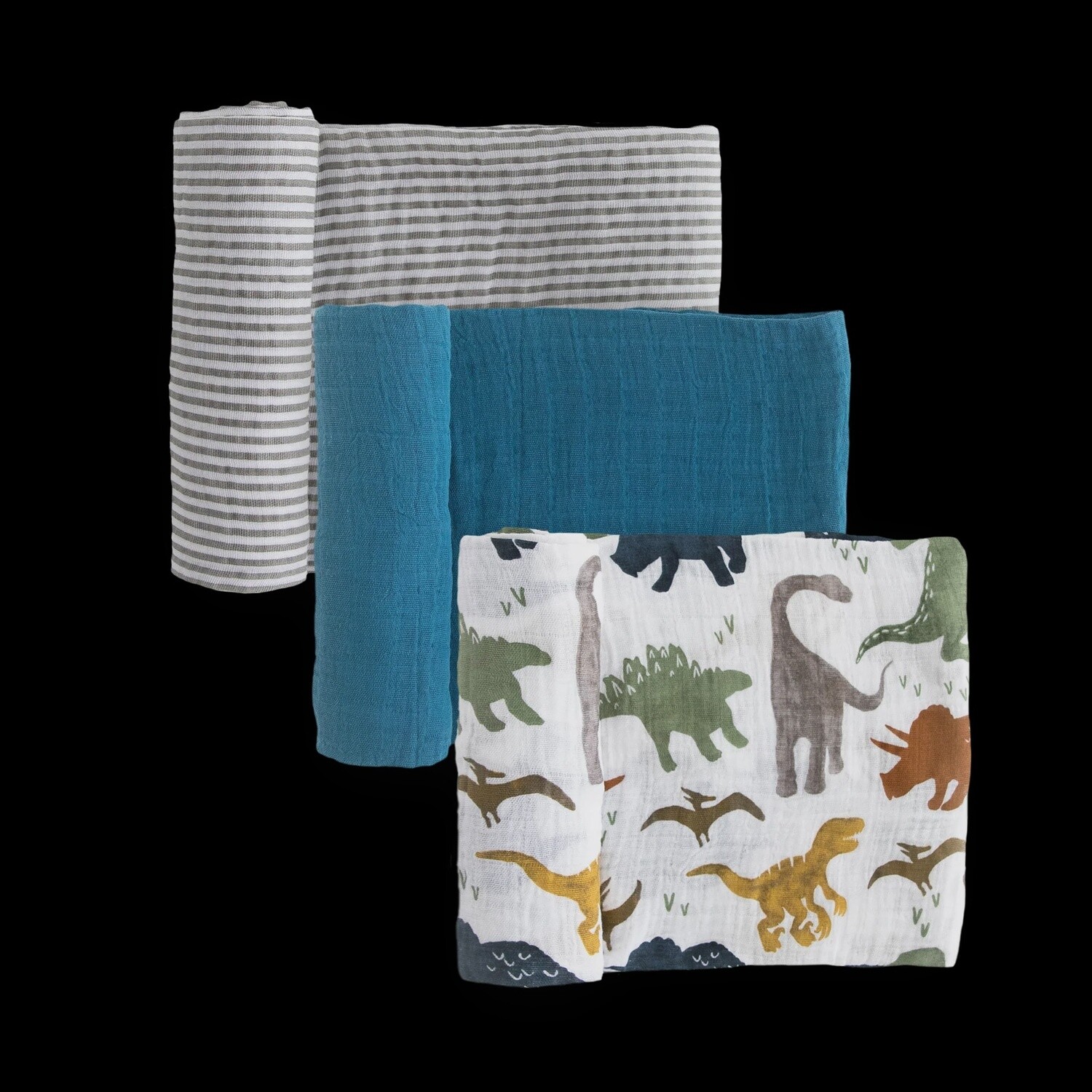 Dino Friends Muslin Swaddle Blankets 3pk