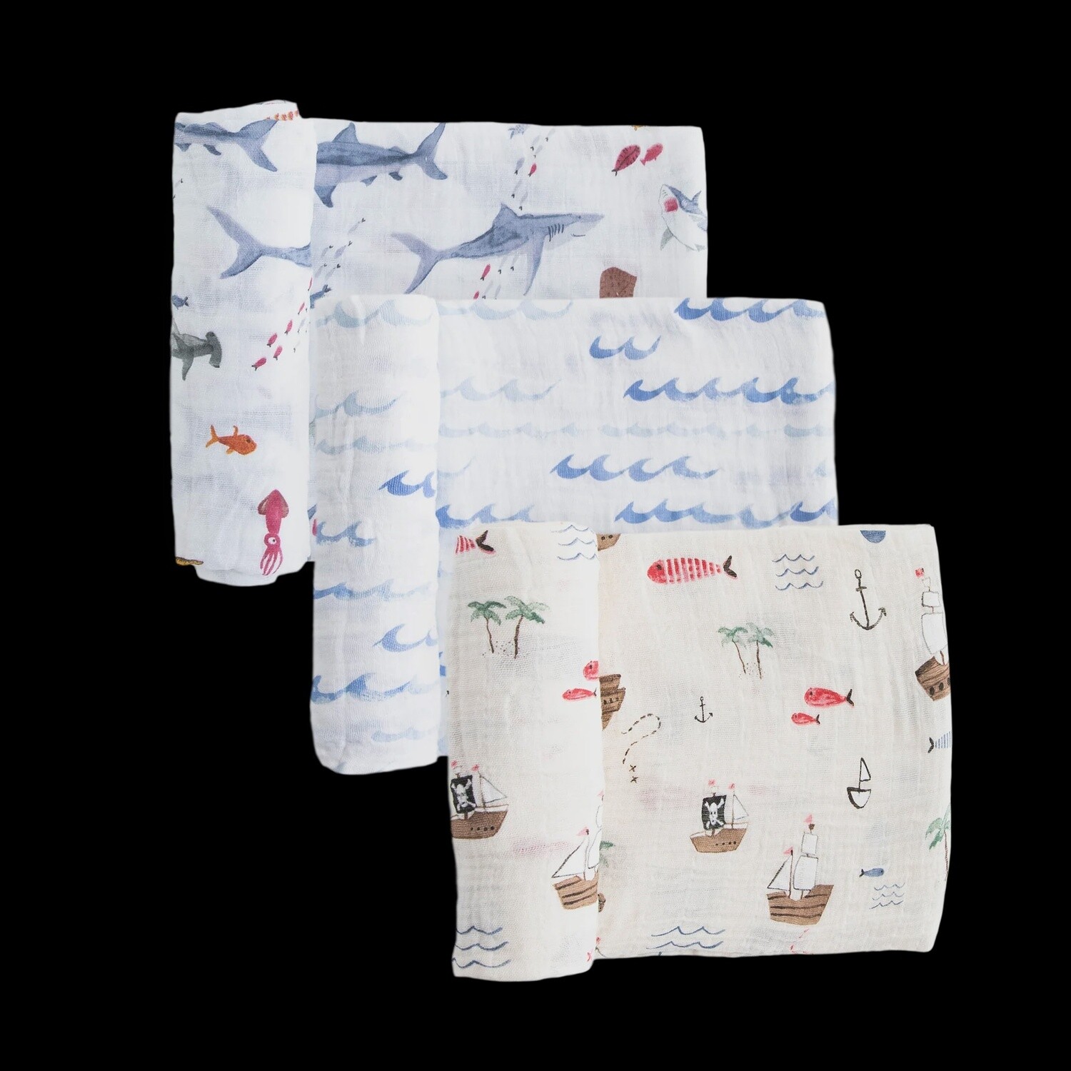 Shark Muslin Swaddle Blankets 3pk