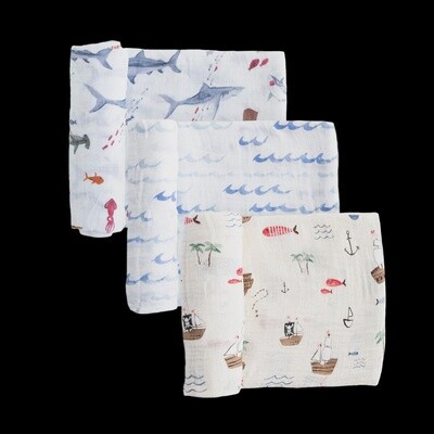 Shark Muslin Swaddle Blankets 3pk
