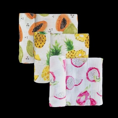 Tropical Fruit Muslin Swaddle Blankets 3pk