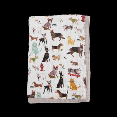Dog Muslin Baby Quilt-Woof