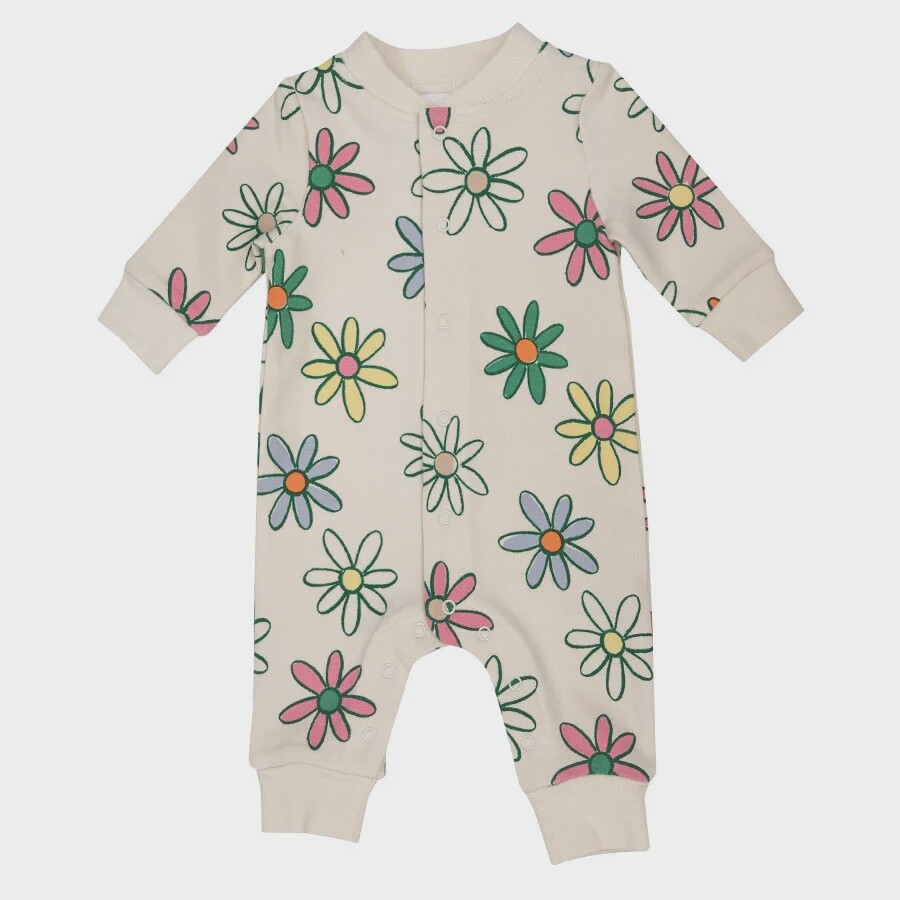 Baseball Collar Romper/Painted Daisies