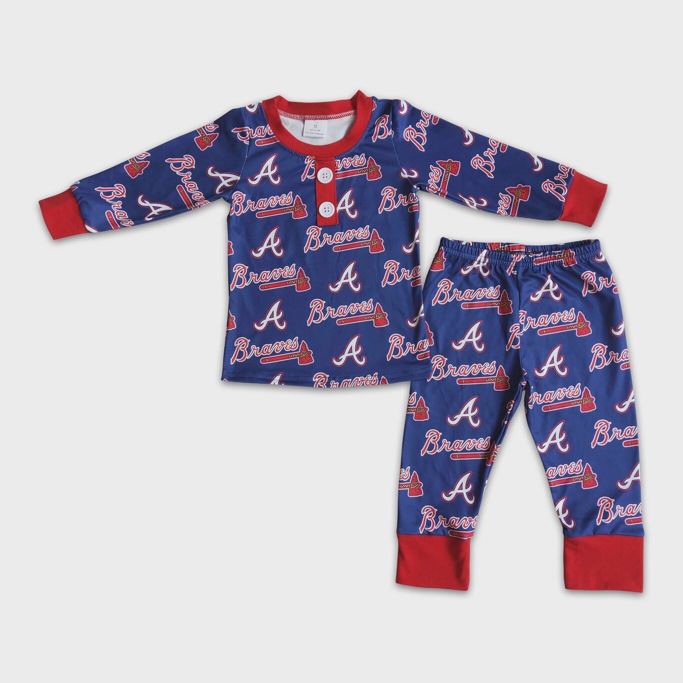 Braves Print Long Sleeve Boy Pajama Set