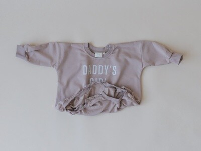 Daddy's Girl Oversized Sweatshirt Romper - Baby Girl Bubble/Tan