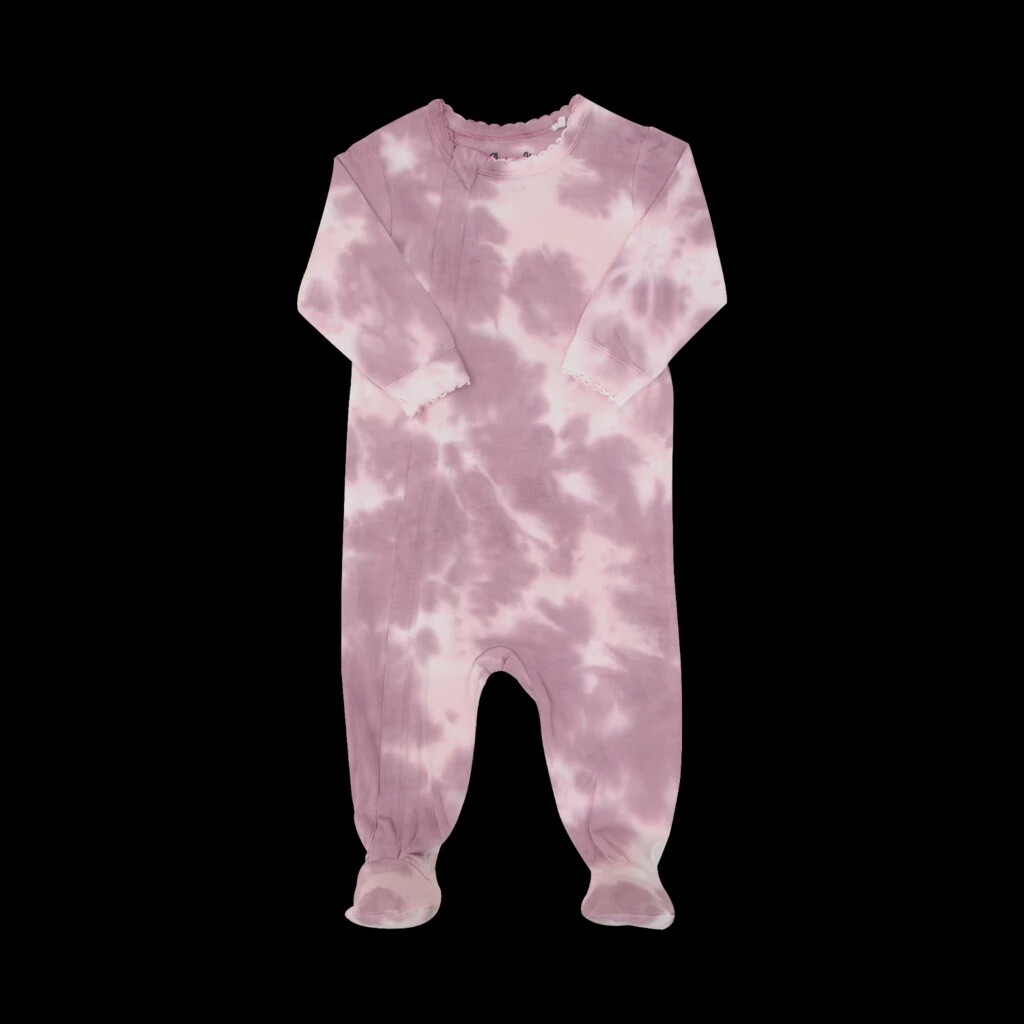 Modal Zipper Footie/Mauve Tie Dye