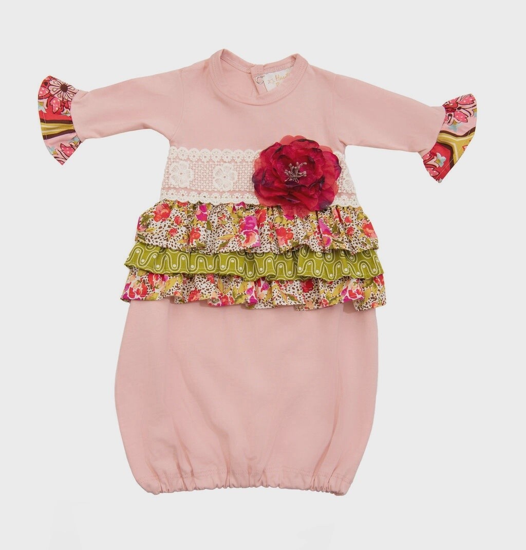 Wild Bloom Gown For Newborn Babies With Cap