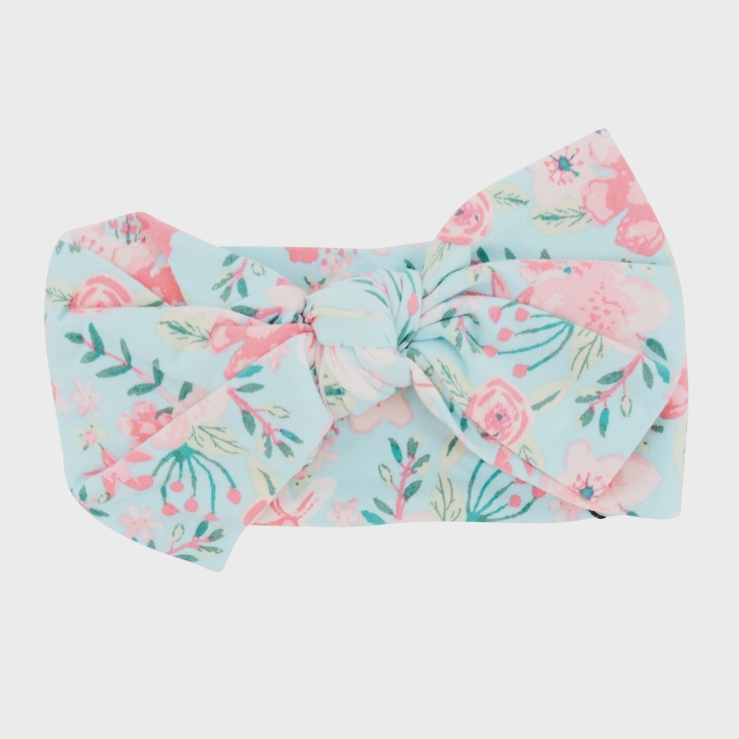 Knotted Bow - Aqua Floral-One Size