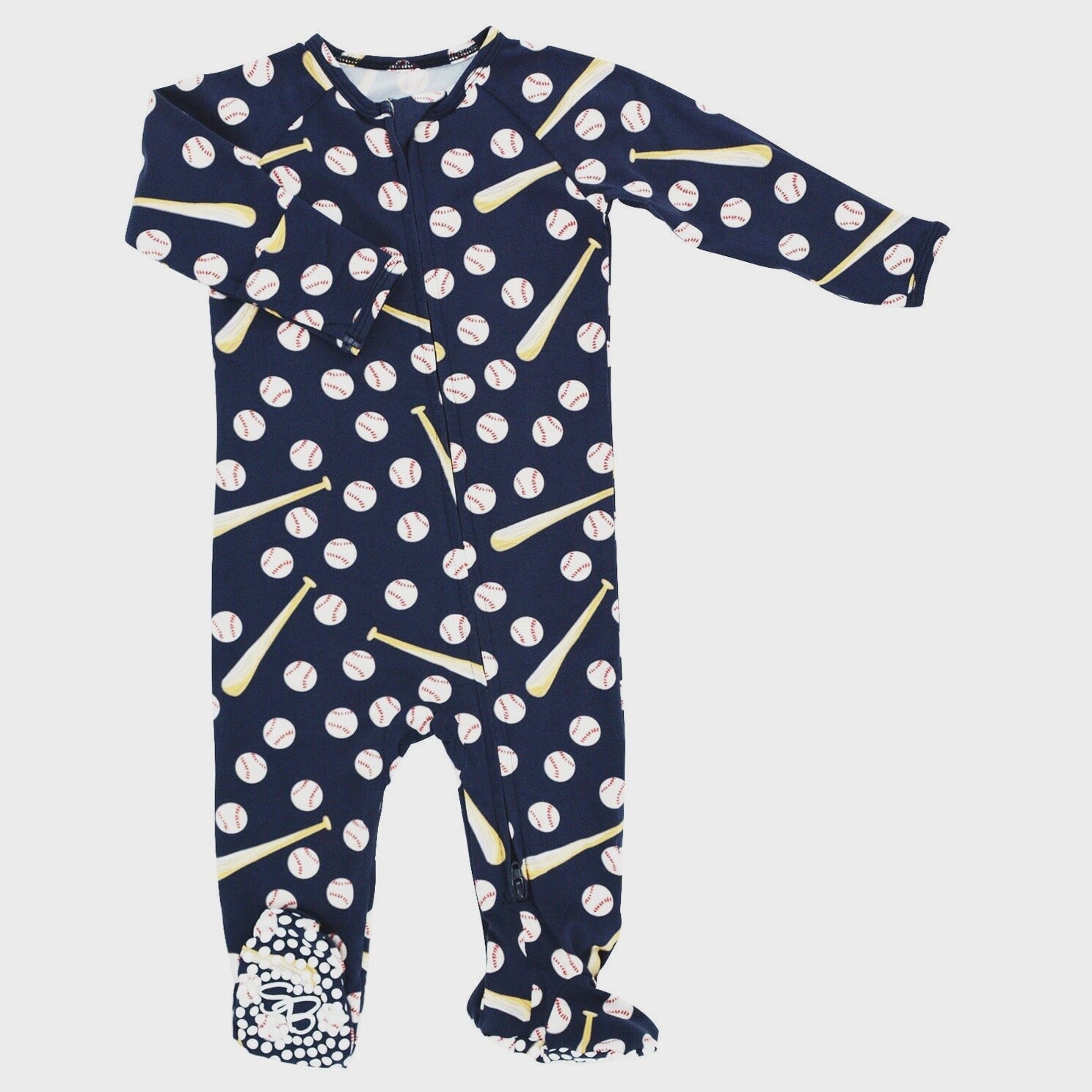 Zipper Footie - Little Slugger Navy