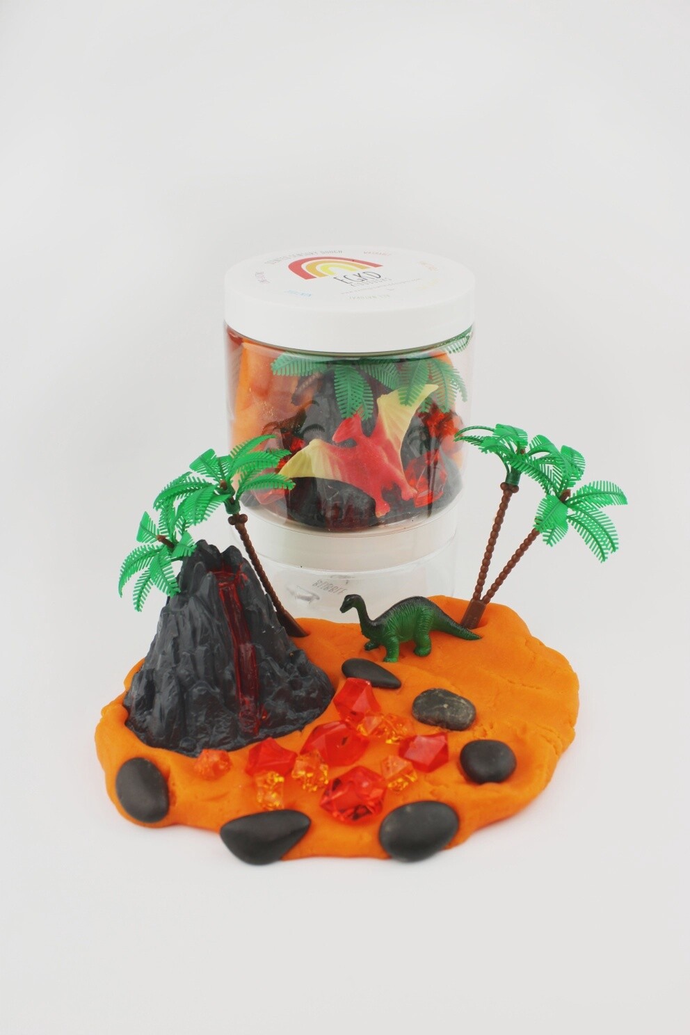 Dinosaur Volcano (Mango Tango) Play Dough-To-Go Jar
