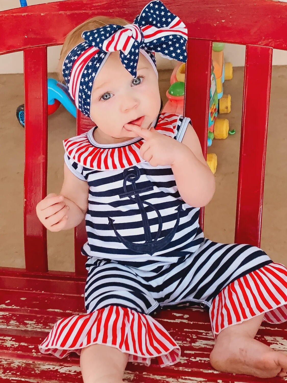 Baby Girls Toddler Summer Nautical Anchor Sailor Romper-24M