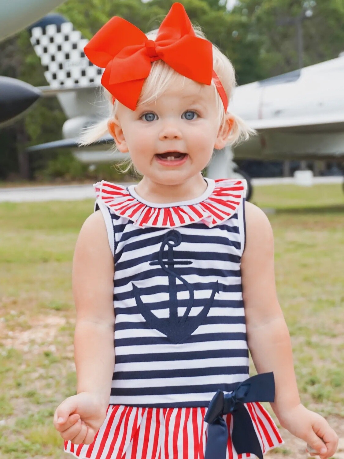 Girls Sailor Stripes Nautical Anchor Outfit Kids Clothing