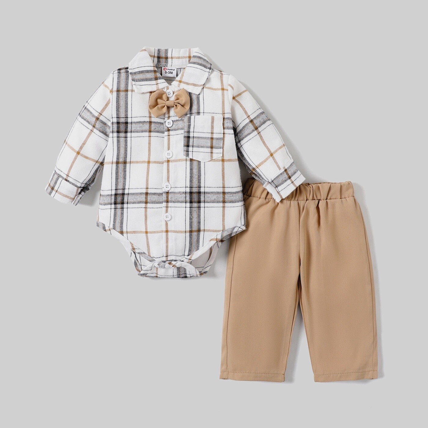 2pc Baby boy classic lapel bow tie Set