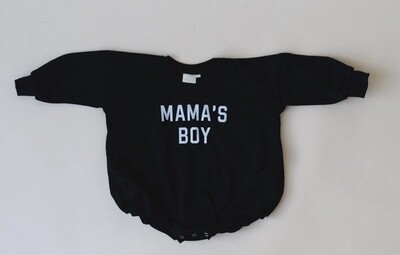 Mama's Boy Oversized Sweatshirt Romper - Baby Boy Bubble Rom