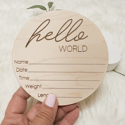 Hello World engraved sign-7”