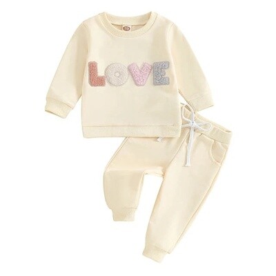 LOVE Chenille Letters Baby/Toddler Loungewear Set