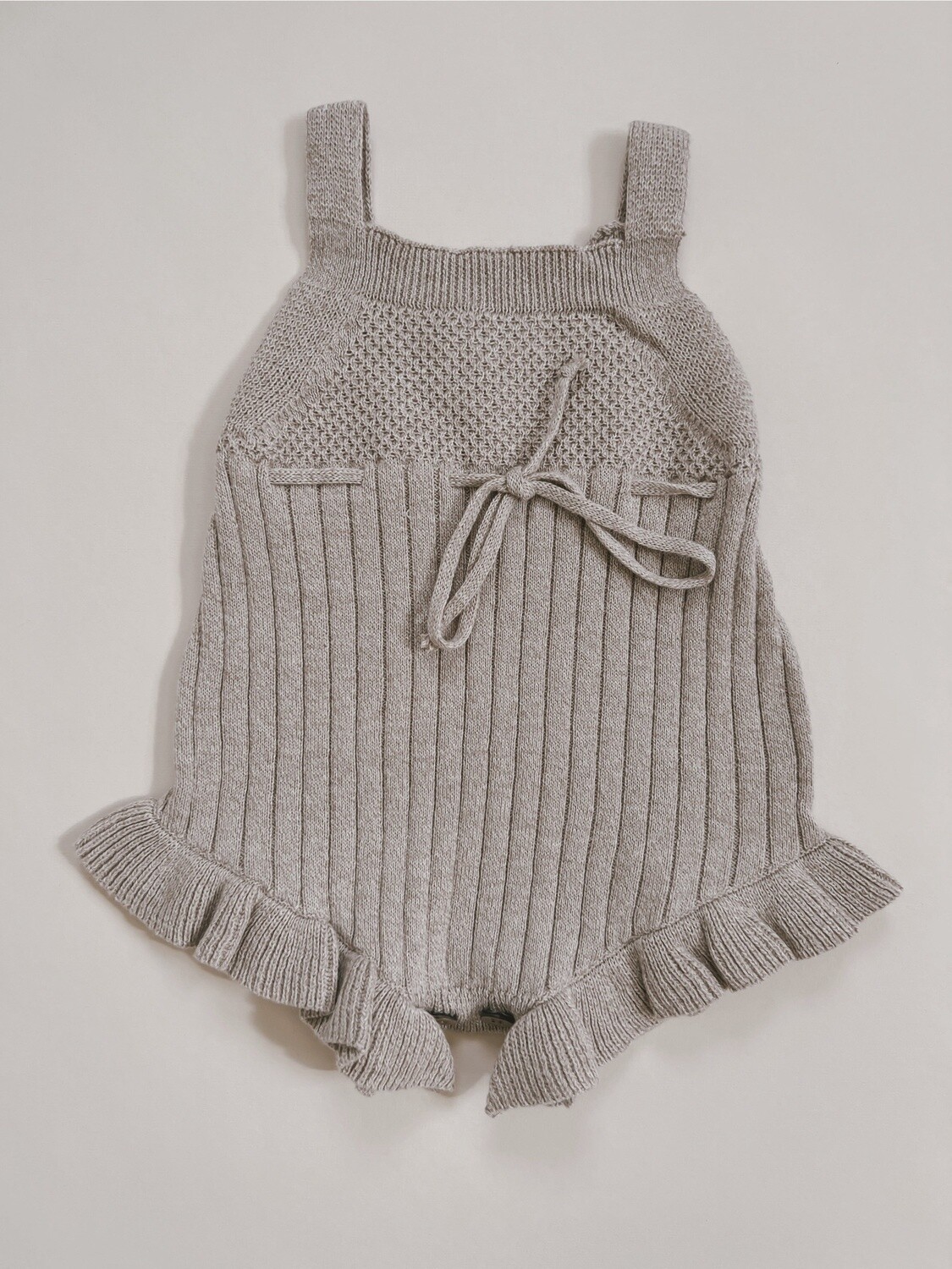 Luna + Luca Sleeveless Ruffle Romper - Heather Beige