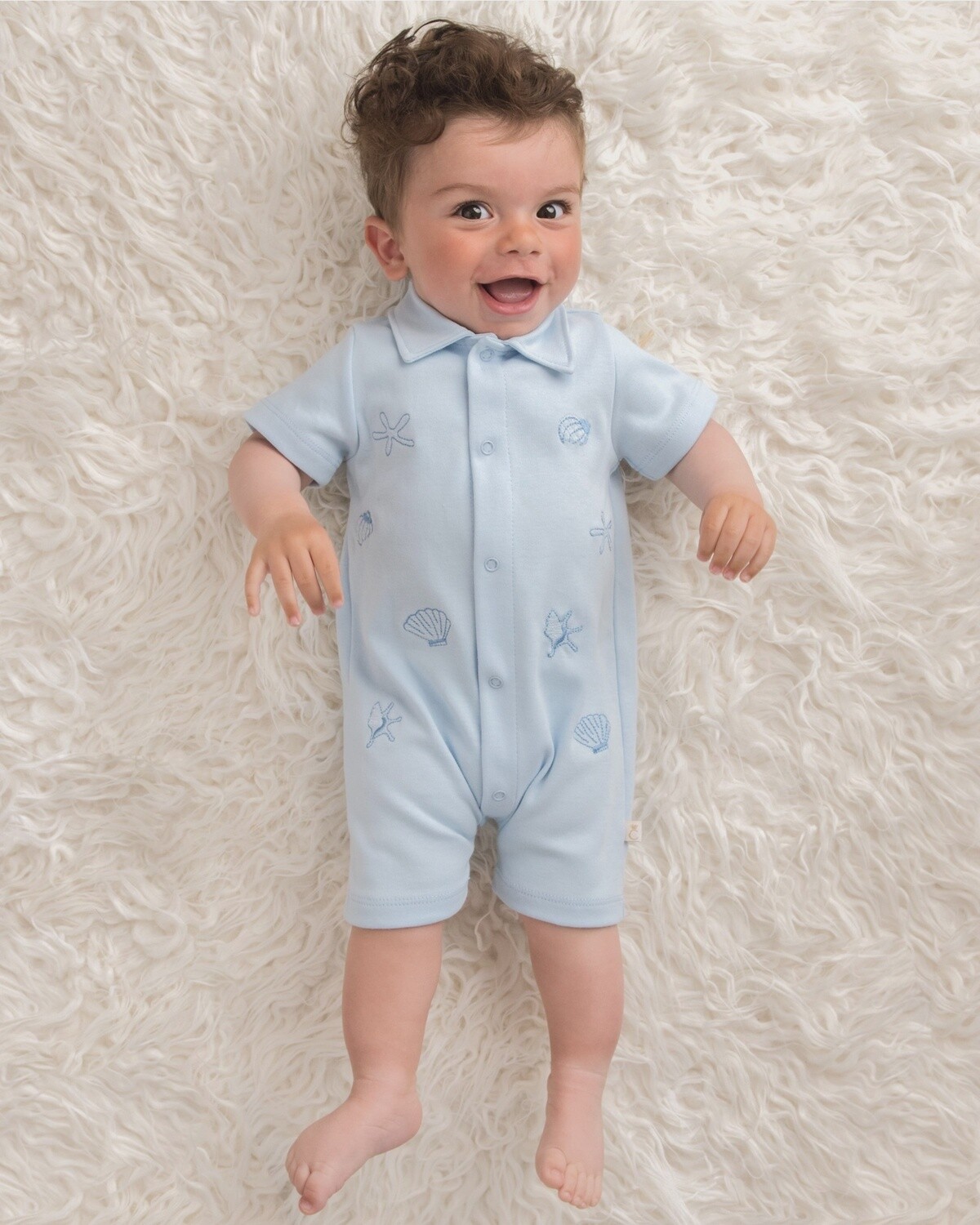 Seashell Polo Romper with Bib