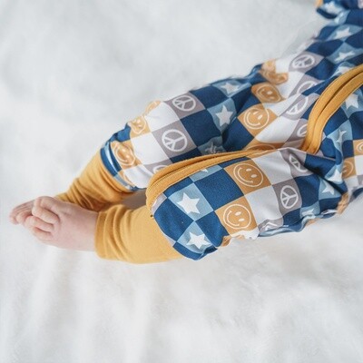 Happy Daze Blue Bamboo Convertible Baby Pajama
