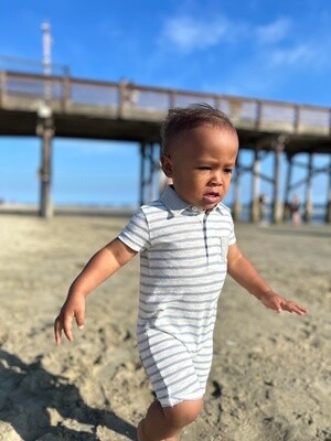 Grey/White Polo Romper HB1202b