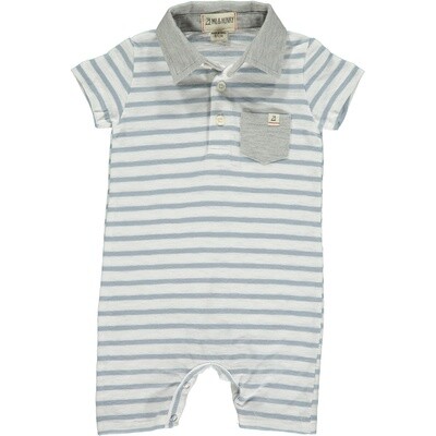 Grey/White Polo Romper HB1202b