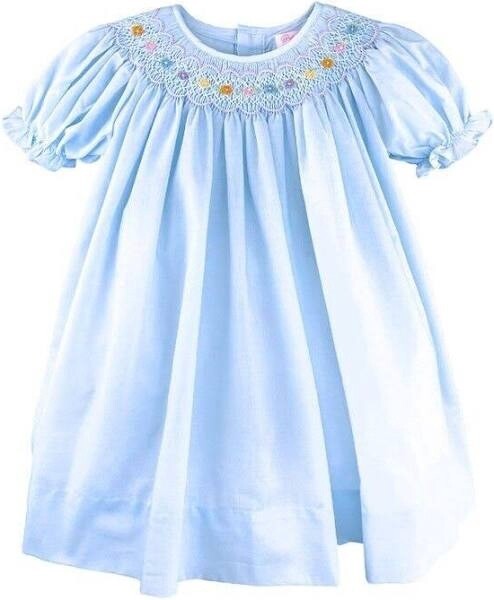 Light Blue Flower Appliqué Dress