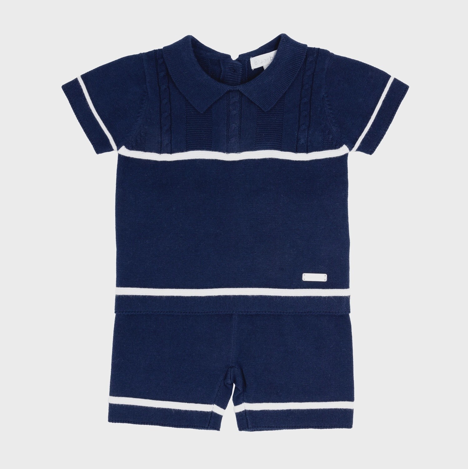 Boys Navy Blue Cable Fine Knitted 2 Piece Set