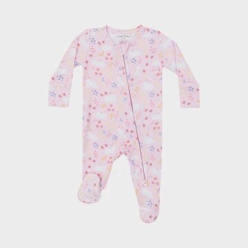 2 WAY ZIPPER RUFFLE BACK FOOTIE - BUNNY MEADOW