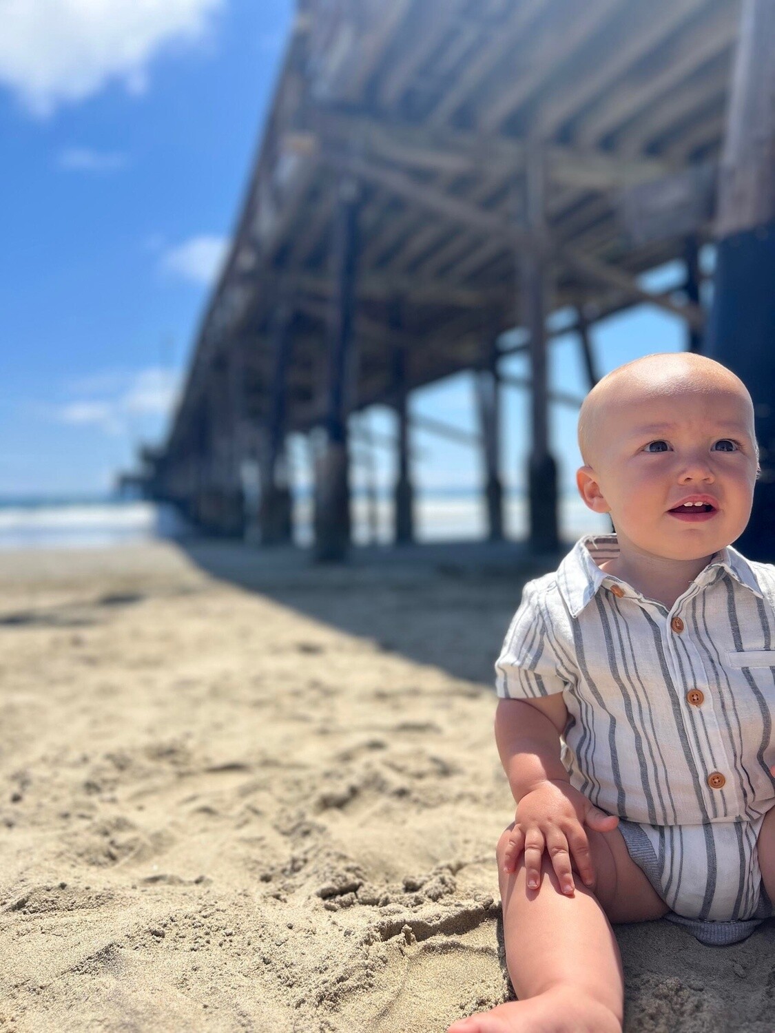 HELFORD Charcoal/Cream Striped Romper HB1220q