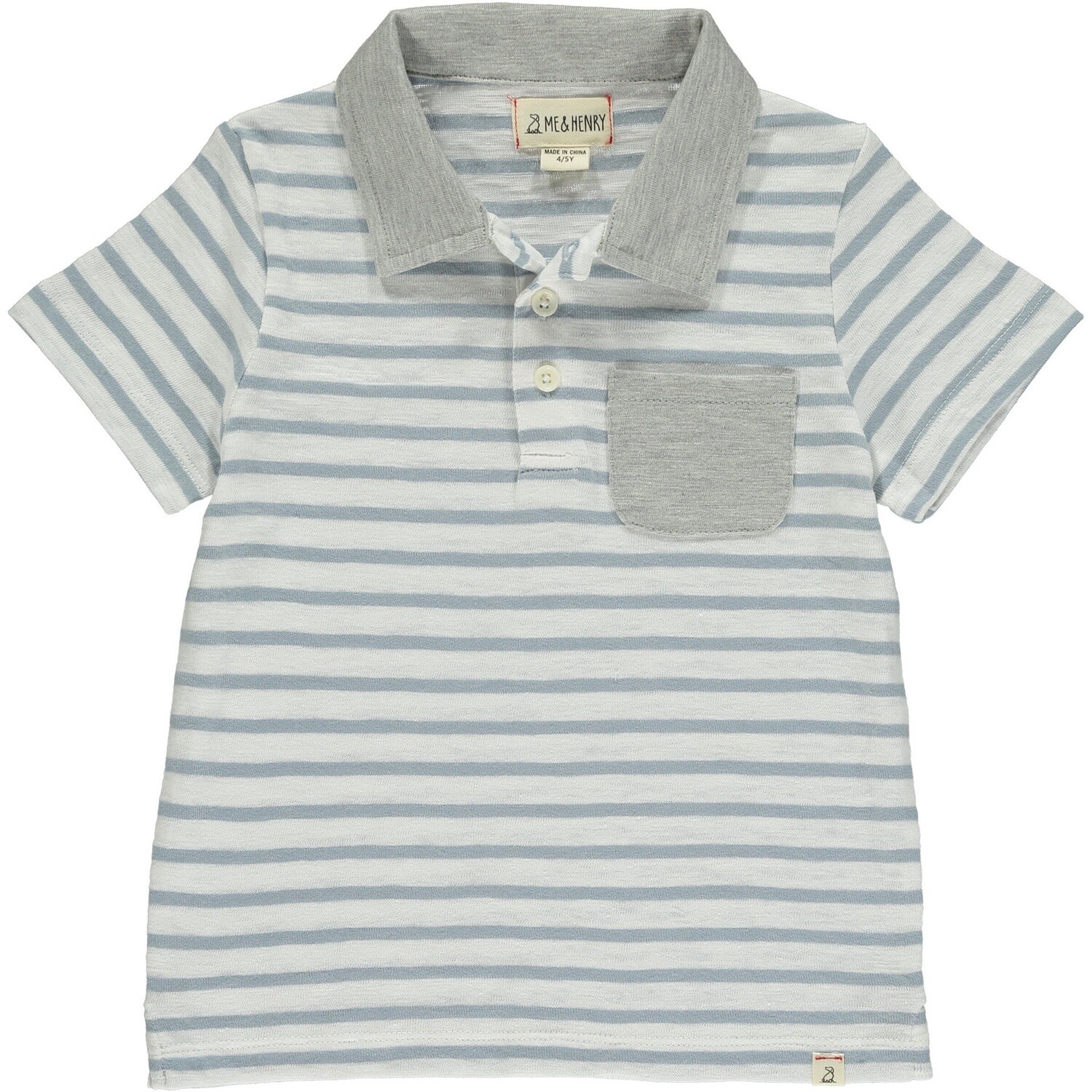 White/Blue Striped Shirt with Pocket HB1254b