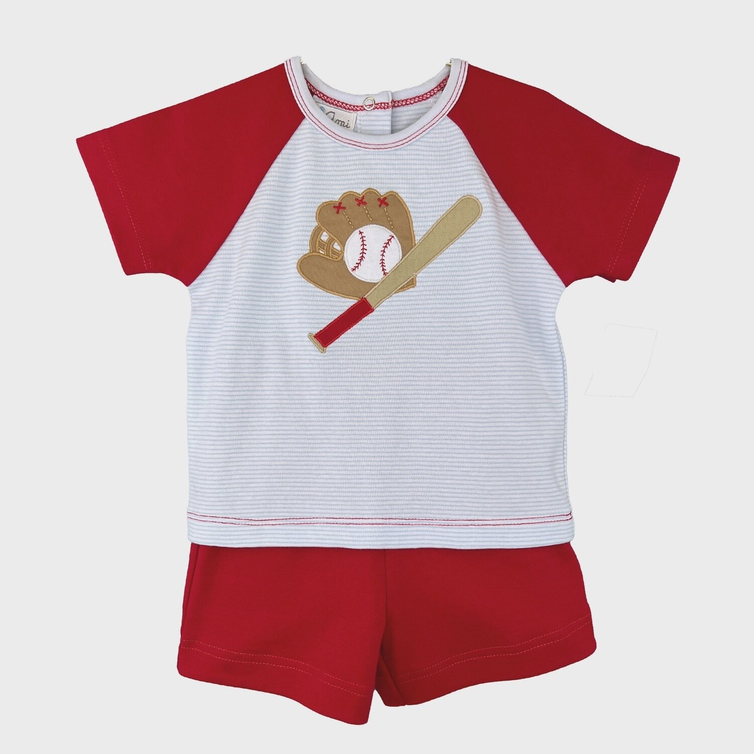 Knit Baseball Shirt &amp; Short Set
