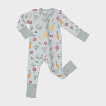2 WAY ZIPPER ROMPER - WATERCOLOR BABY VEGGIES