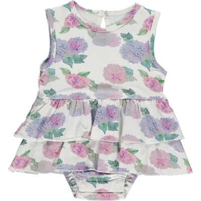 Spring Hydrangeas Ruffled Dress
