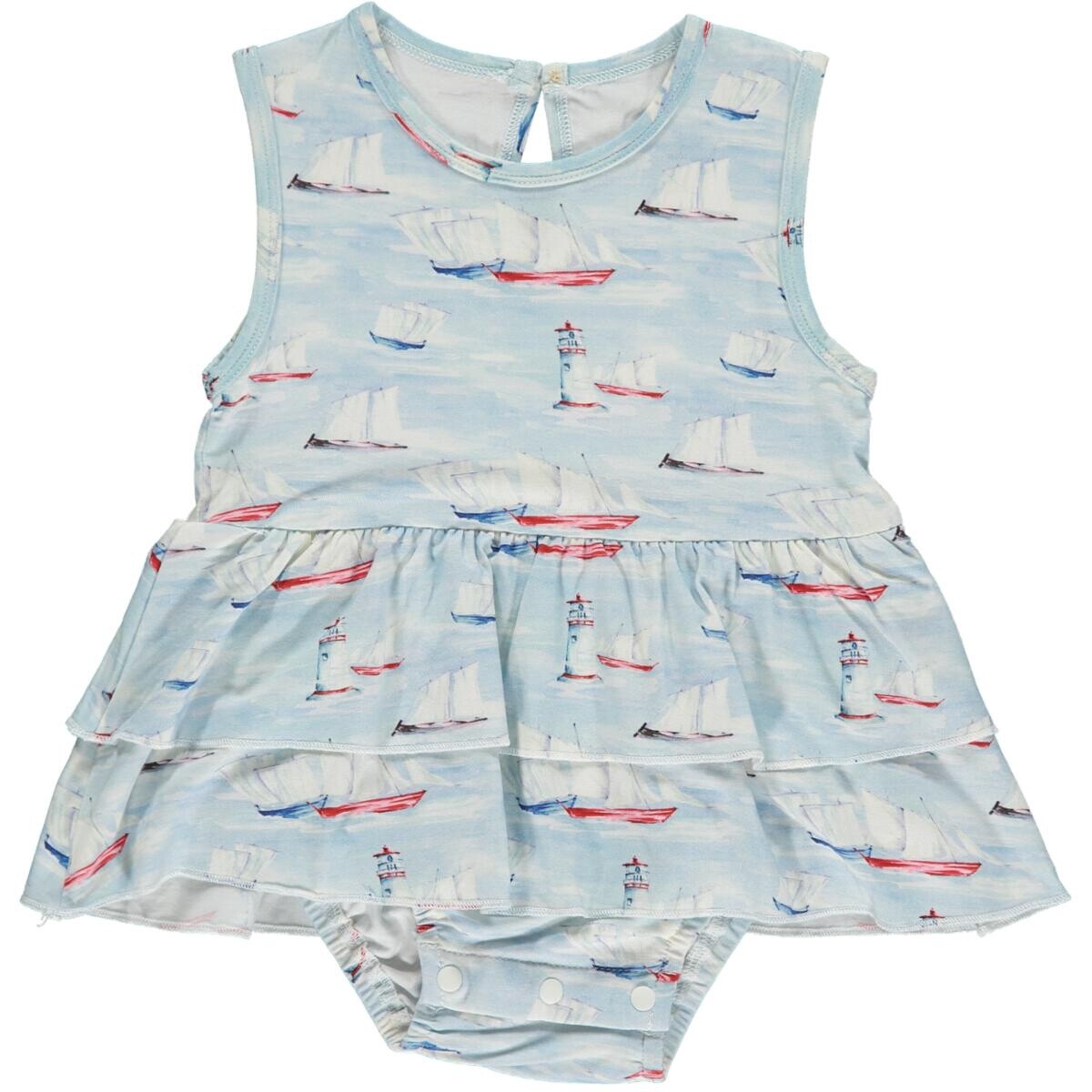 Nautical Boats Ruffled dress (TB207A)