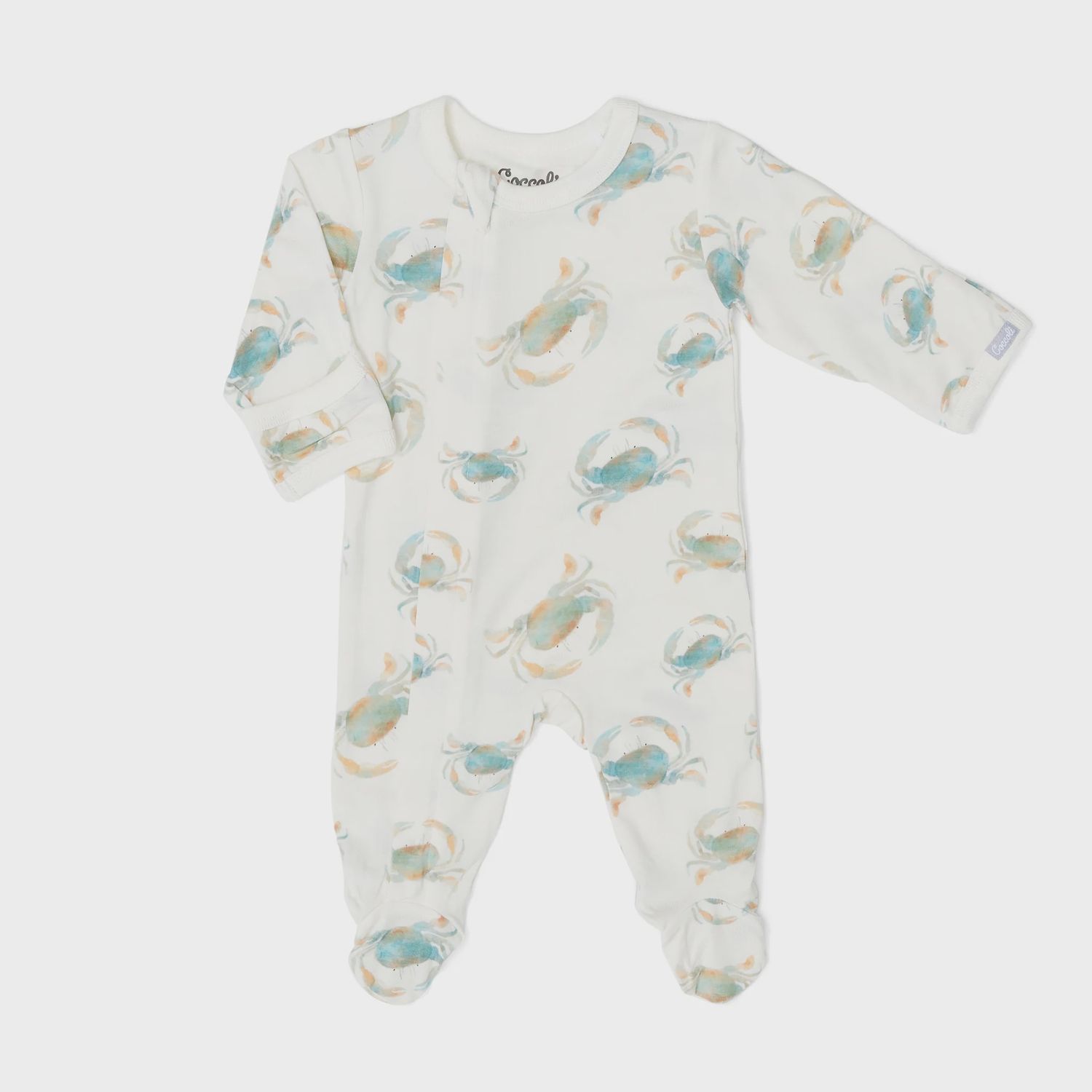 Crabs on Cream Zipper Romper Footie