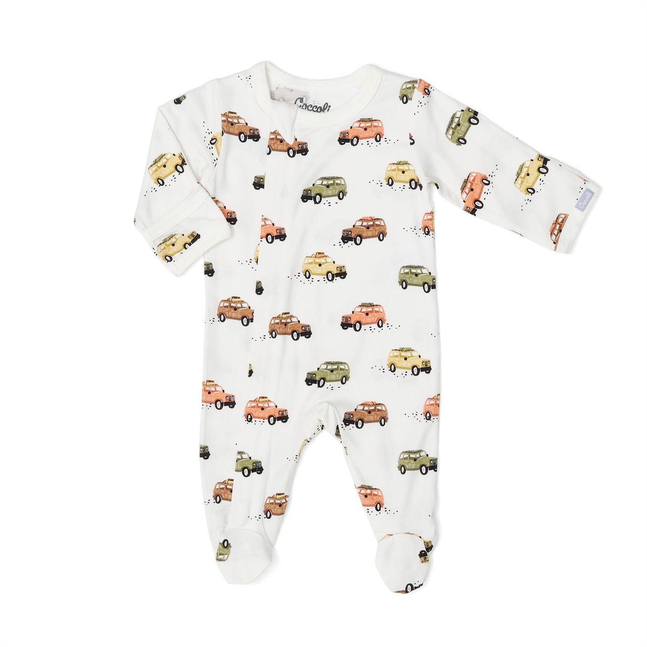 Jeeps on Cream Zipper Footies