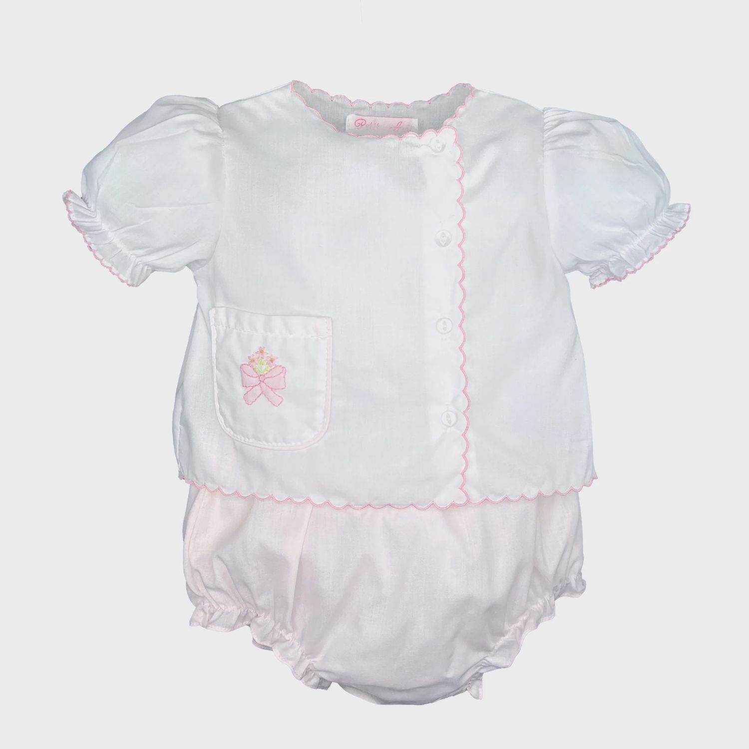 Shadow Stitch Bow Diaper Set