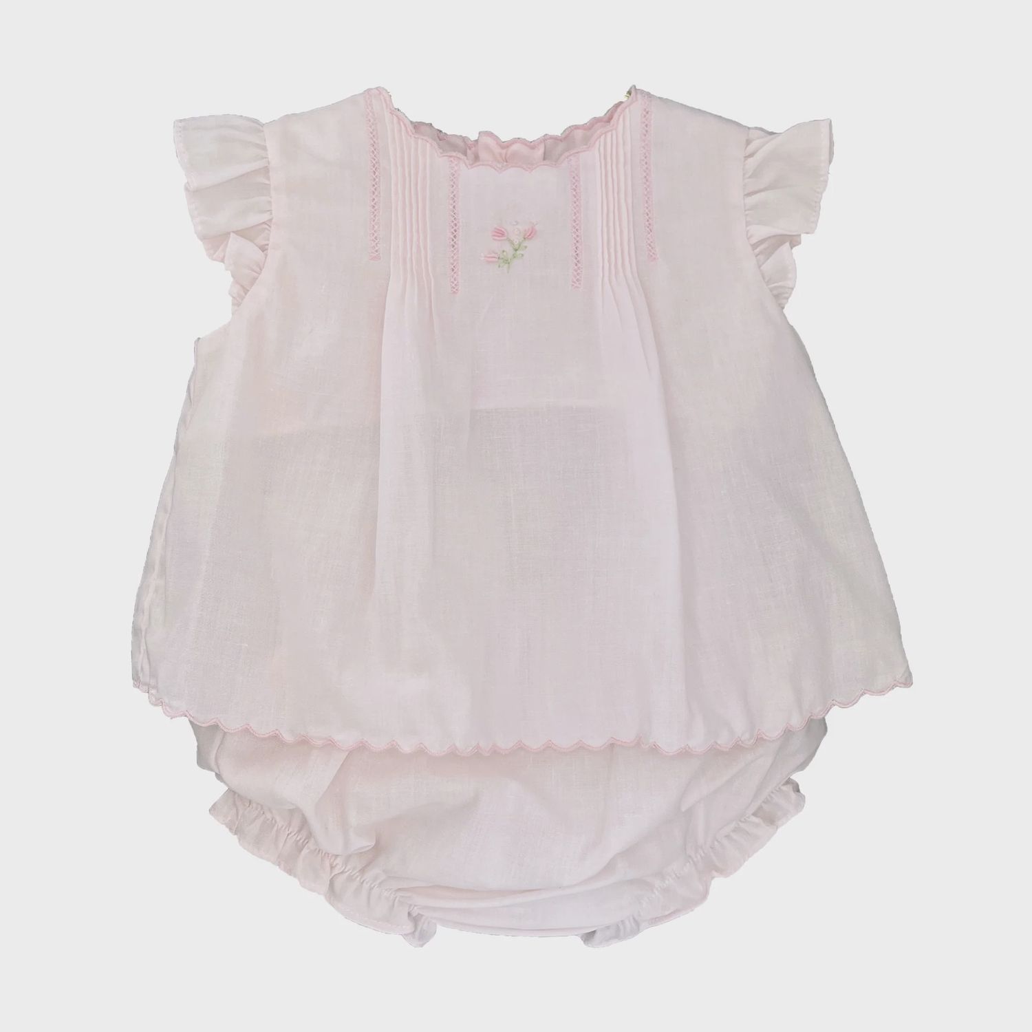 Flower Embroidered Heirloom Diaper Set