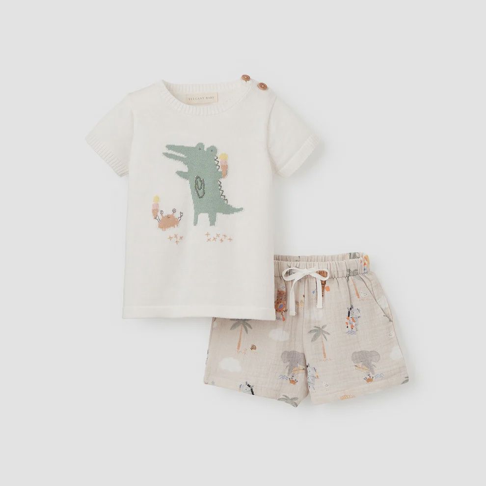 OCCASION SALE LOG IN CART SKIP TO PRODUCT INFORMATION Open media 1 in modal  Alligator Knit Pullover + ALLIGATOR KNIT PULLOVER + ORGANIC MUSLIN SHORT SET