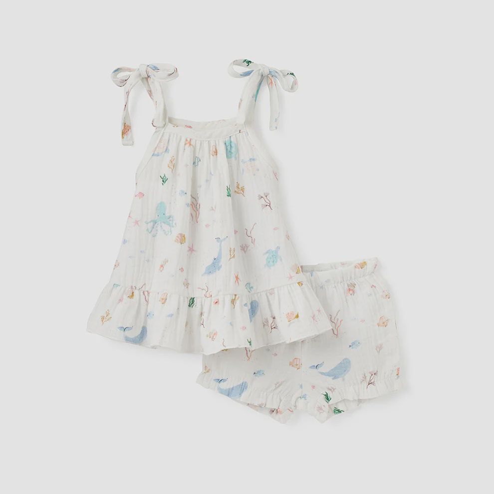Ocean ORGANIC MUSLIN TIE TOP SET