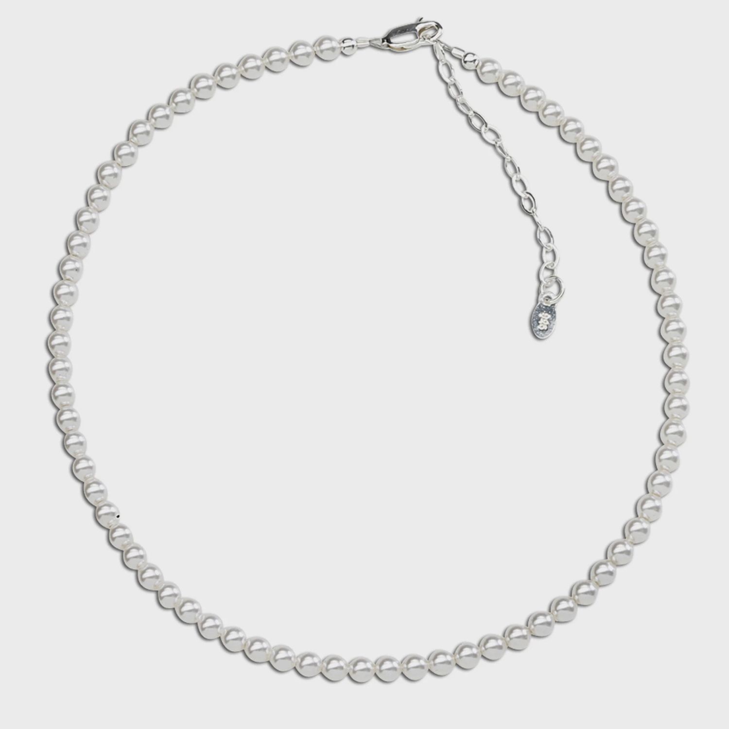 Girls Sterling Silver Strand of Pearls Necklace