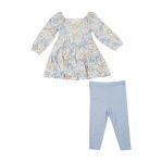 Edith&#39;s Floral Cap - Sleeve Dress And Rib Legging