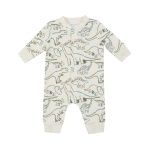 French Terry Artsy Dinos - Baseball Collar Romper