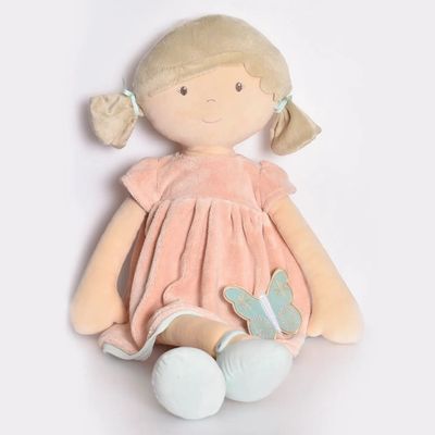 Pia X-Large Doll Brown Hair in Peach and Blue Dress