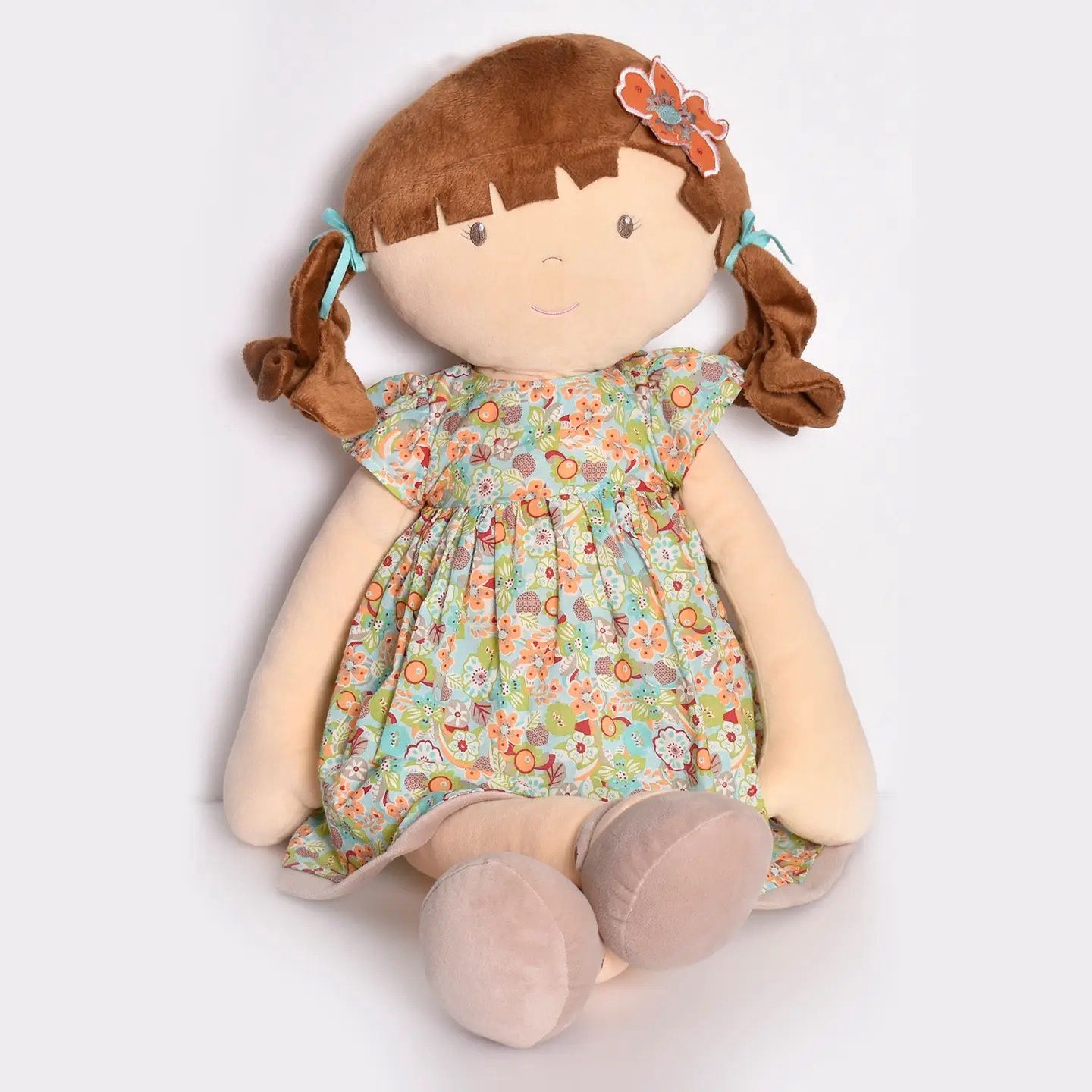 Summer X-Large Doll Brunette in Orange Flowered Dress