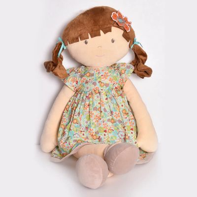 Summer X-Large Doll Brunette in Orange Flowered Dress